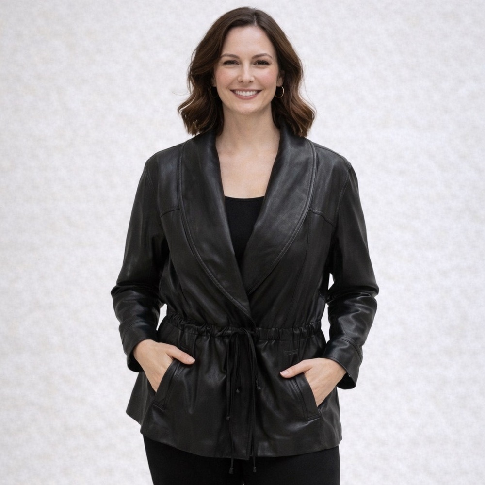 Wilsons genuine, black leather jacket.